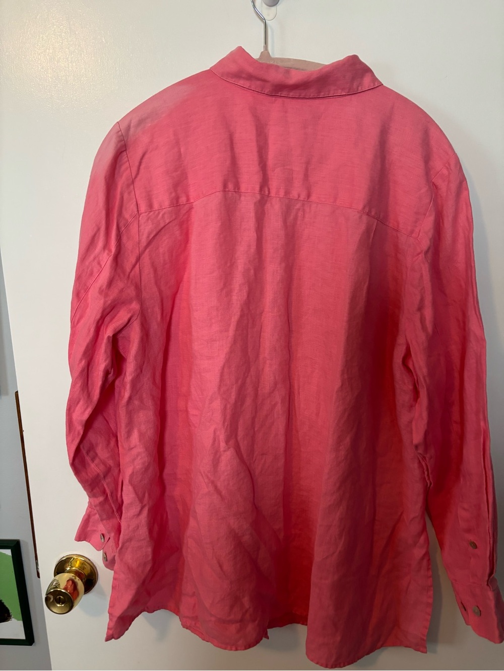 Vintage Lightweight Irish Linen Bright Pink Button-Up Shirt Women’s 1X - Picture 5 of 6